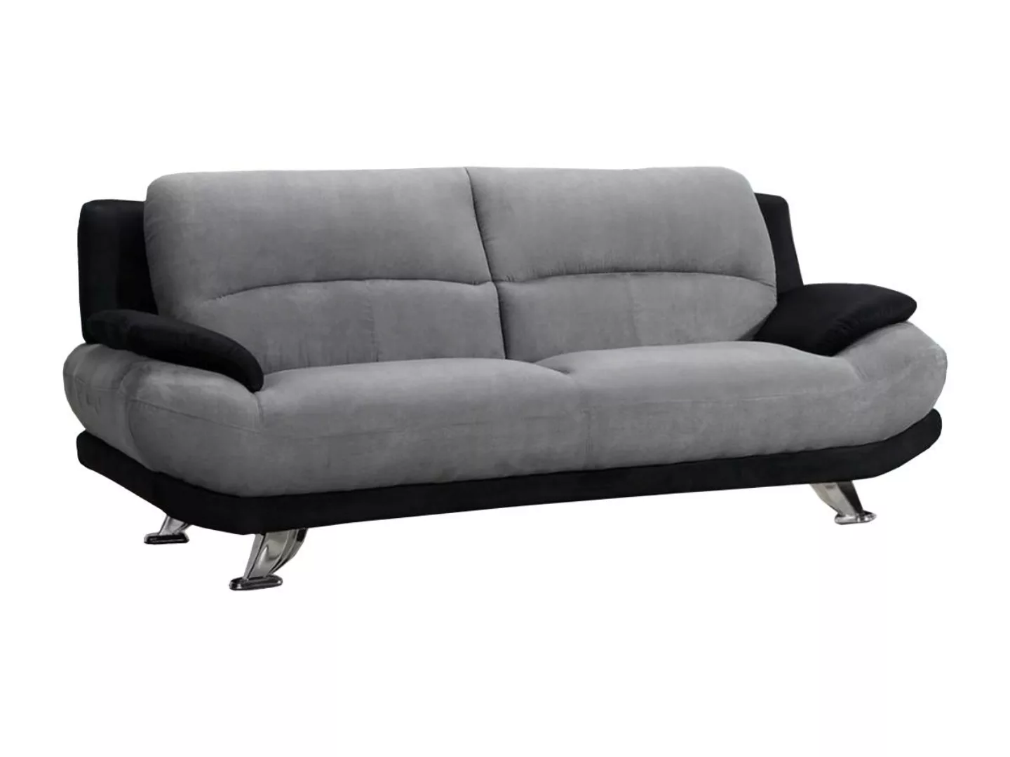Sofa 3-Sitzer - Microfaser - Grau & Schwarz - MUSKO günstig online kaufen