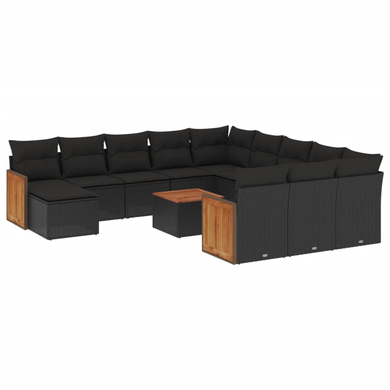 vidaXL 13-Tlg Garten-Sofagarnitur mit Kissen Schwarz Poly Rattan 3260669 günstig online kaufen