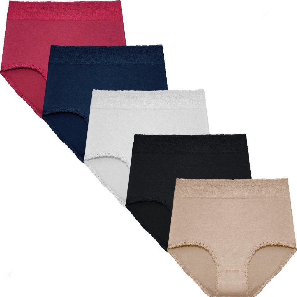 emeco High-Waist-Slip 5er Damen Slips Unterhosen günstig online kaufen