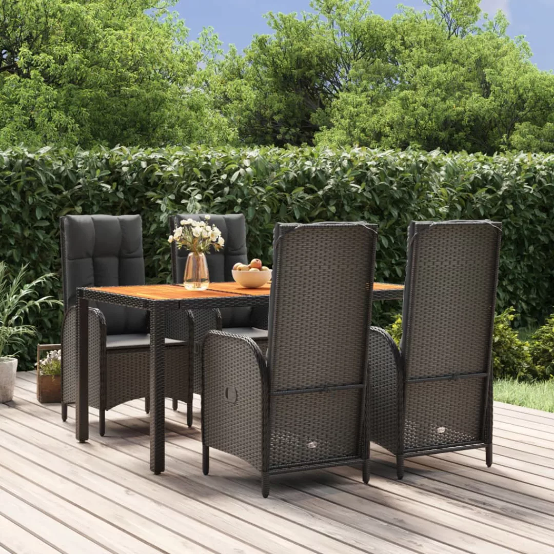 Vidaxl 5-tlg. Garten-essgruppe Mit Kissen Schwarz Poly Rattan günstig online kaufen