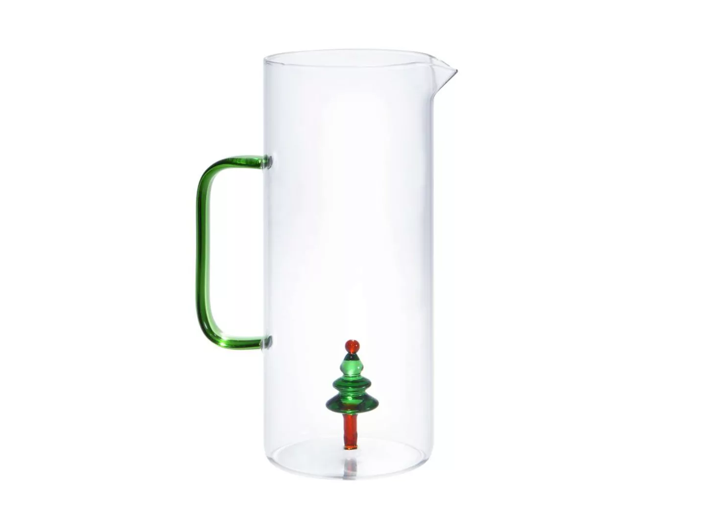 Glaskrug mit Weihnachtsbaum - Transparent & Grün - D 14,5 x H 24 - MANNIE günstig online kaufen
