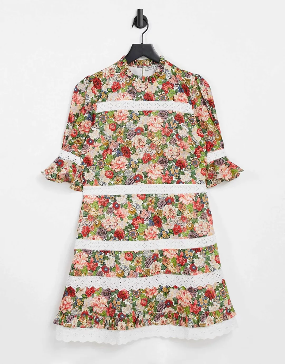 Hope & Ivy – Made with Liberty Fabric – Minikleid mit kontrastierender Spit günstig online kaufen
