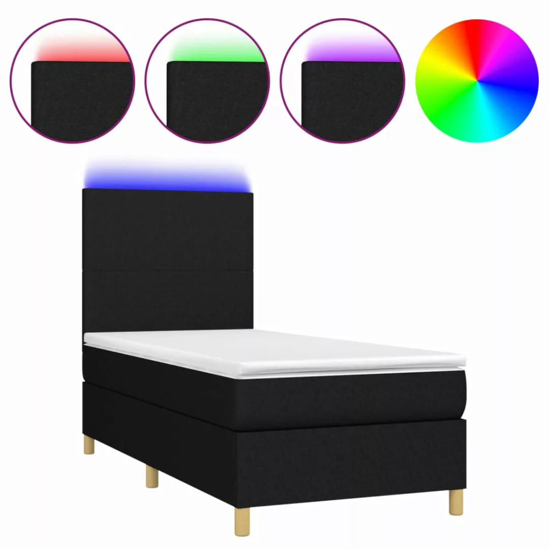 Vidaxl Boxspringbett Mit Matratze & Led Schwarz 100x200 Cm Stoff günstig online kaufen