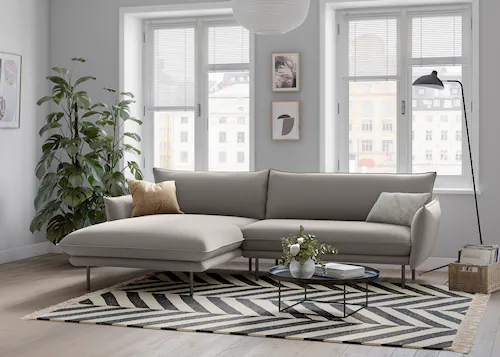 andas Ecksofa "Stine L-Form", Besonderes Design durch Kissenoptik und Keder günstig online kaufen