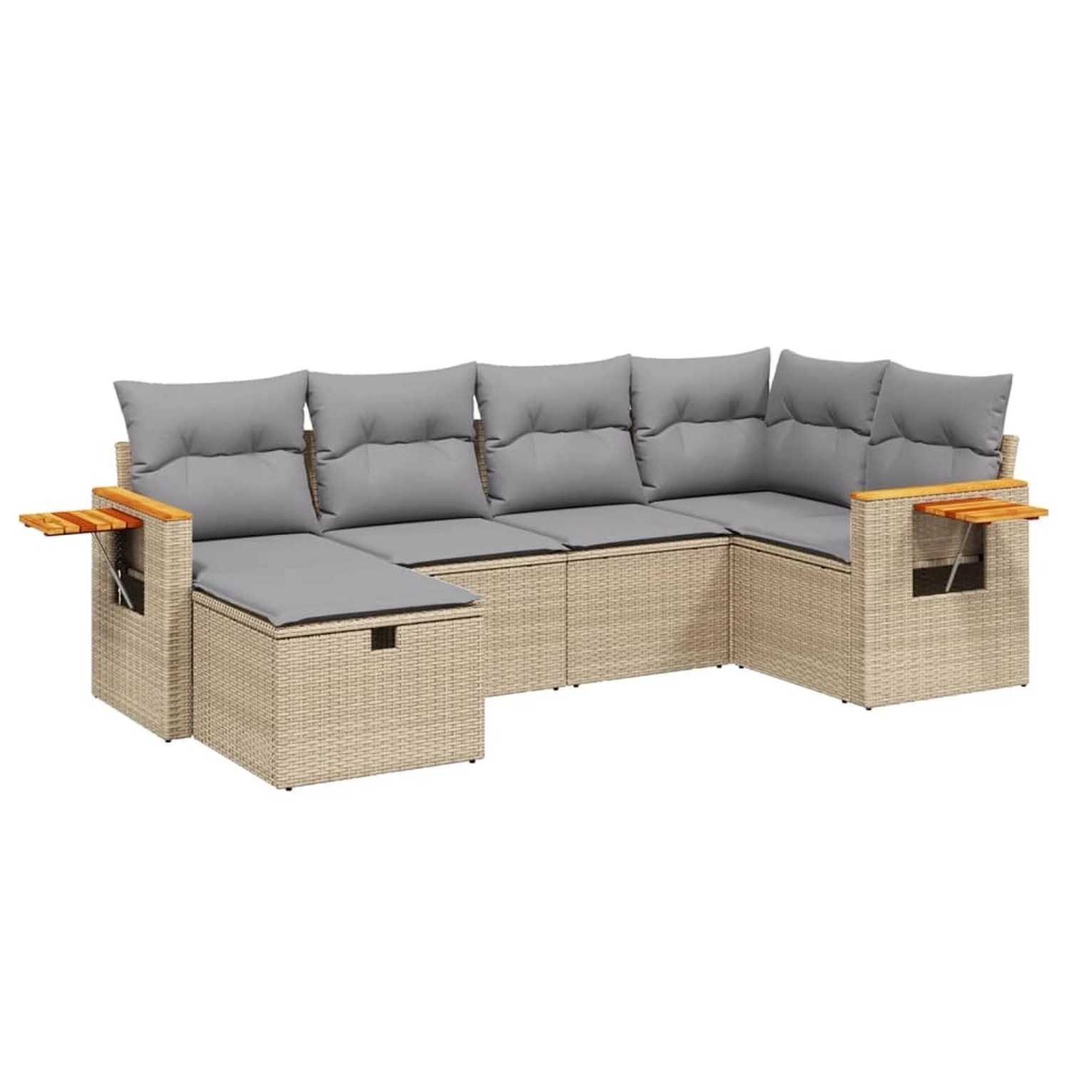 vidaXL 6-Tlg Garten-Sofagarnitur mit Kissen Beige Poly Rattan 3265518 günstig online kaufen