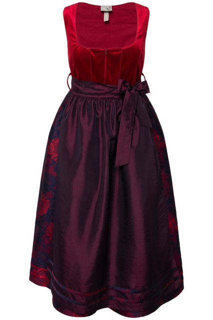 Ulla Popken Dirndl Dirndl Blüten Carree-Ausschnitt Two-Tone-Schürze günstig online kaufen