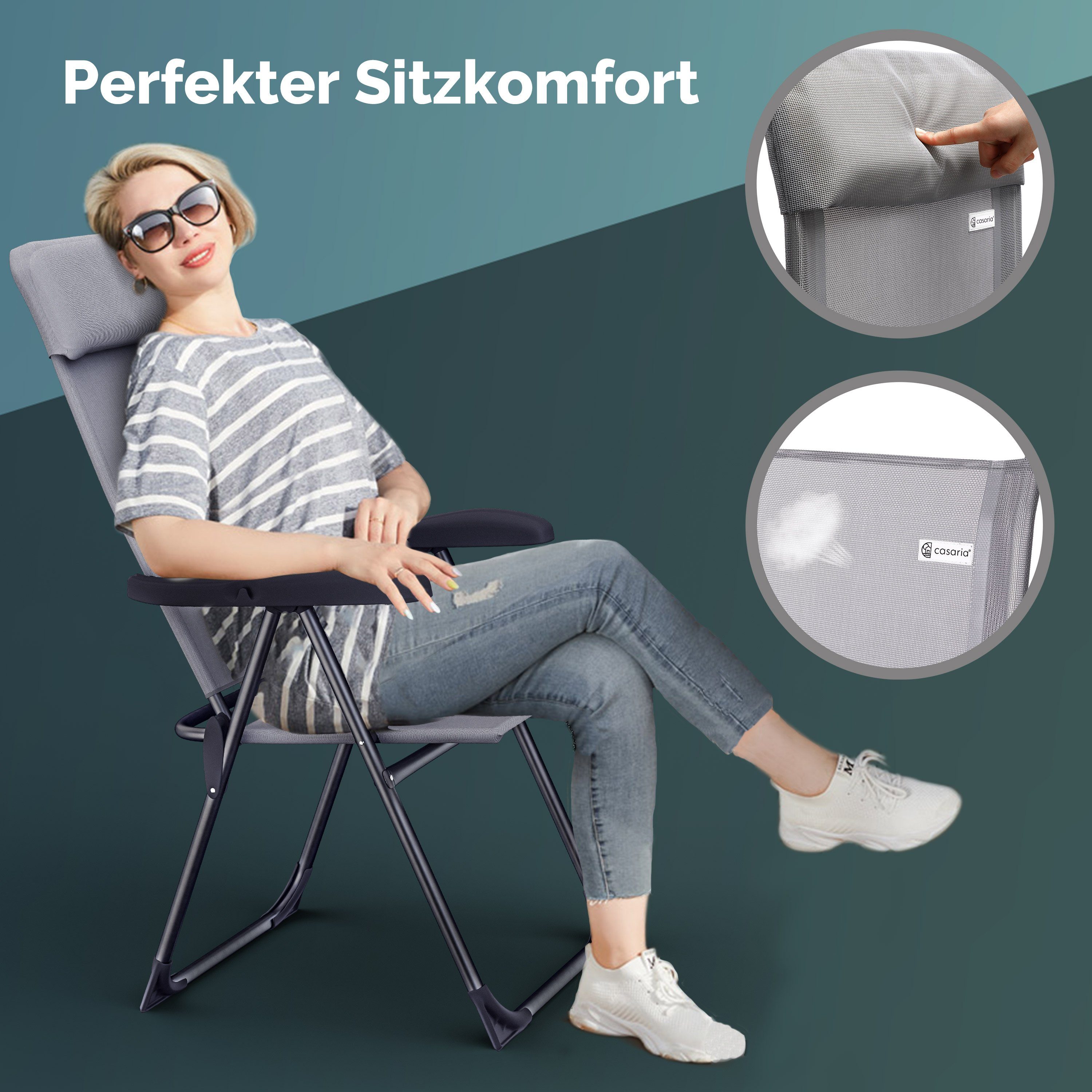Casaria Gartenstuhl, Klappbar 2er Set 7-fach günstig online kaufen