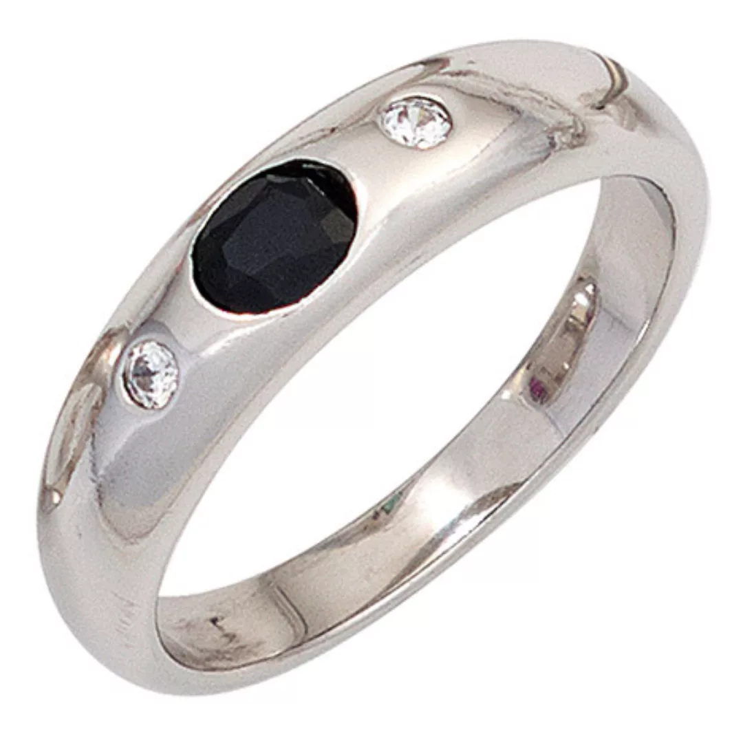 SIGO Damen Ring 925 Sterling Silber rhodiniert 1 Safir blau 2 Zirkonia Silb günstig online kaufen