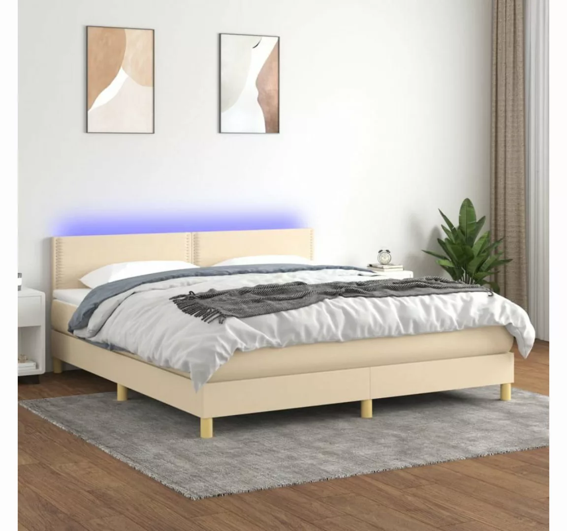 vidaXL Boxspringbett Bett Boxspringbett komplett mit Matratze & LED Stoff ( günstig online kaufen