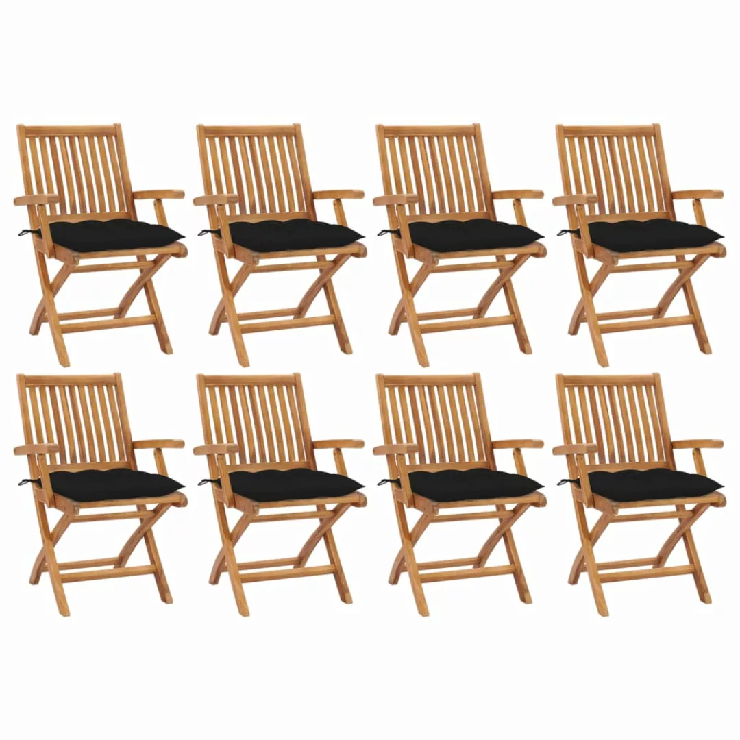 Klappbare Gartenstühle Mit Kissen 8 Stk. Massivholz Teak günstig online kaufen