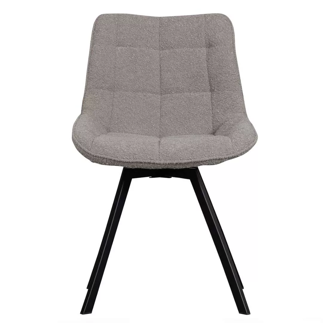 Esstisch Stühle drehbar aus Boucle Stoff und Metall Anthrazit und Schwarz ( günstig online kaufen