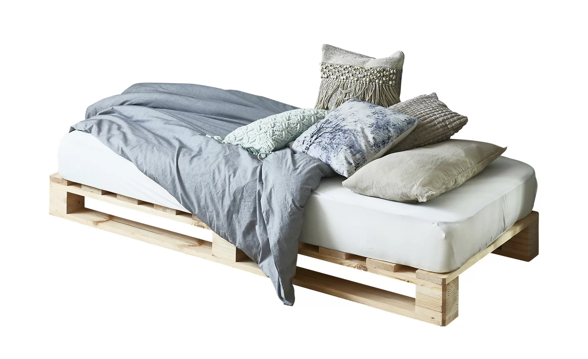 Palettenbett mit Matratze - holzfarben - 90 cm - 39 cm - 200 cm - Betten > günstig online kaufen