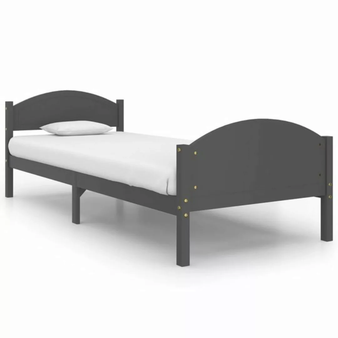 vidaXL Bett Massivholzbett Dunkelgrau Kiefer 100x200 cm günstig online kaufen