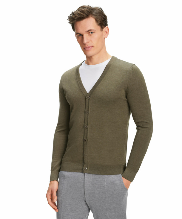 FALKE Herren Cardigan V-Ausschnitt, 3XL, Grün, Uni, Wolle, 60912-735807 günstig online kaufen