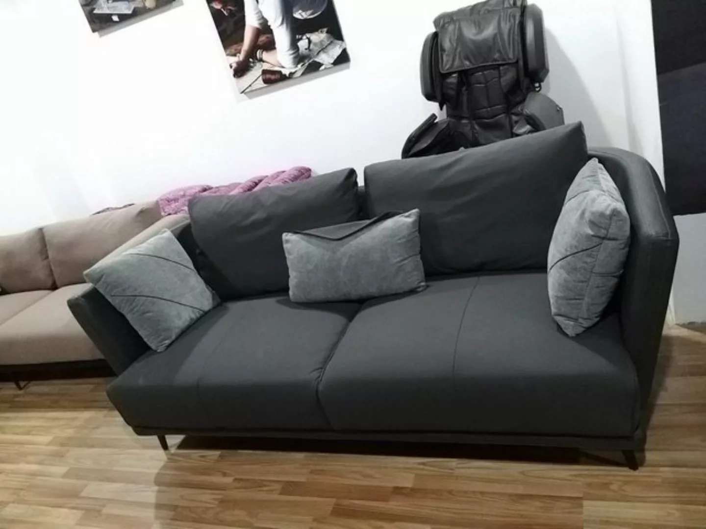 JVmoebel Sofa Luxus Grauer Dreisitzer Designer Sofa Polstermöbel 3-er Neu, günstig online kaufen