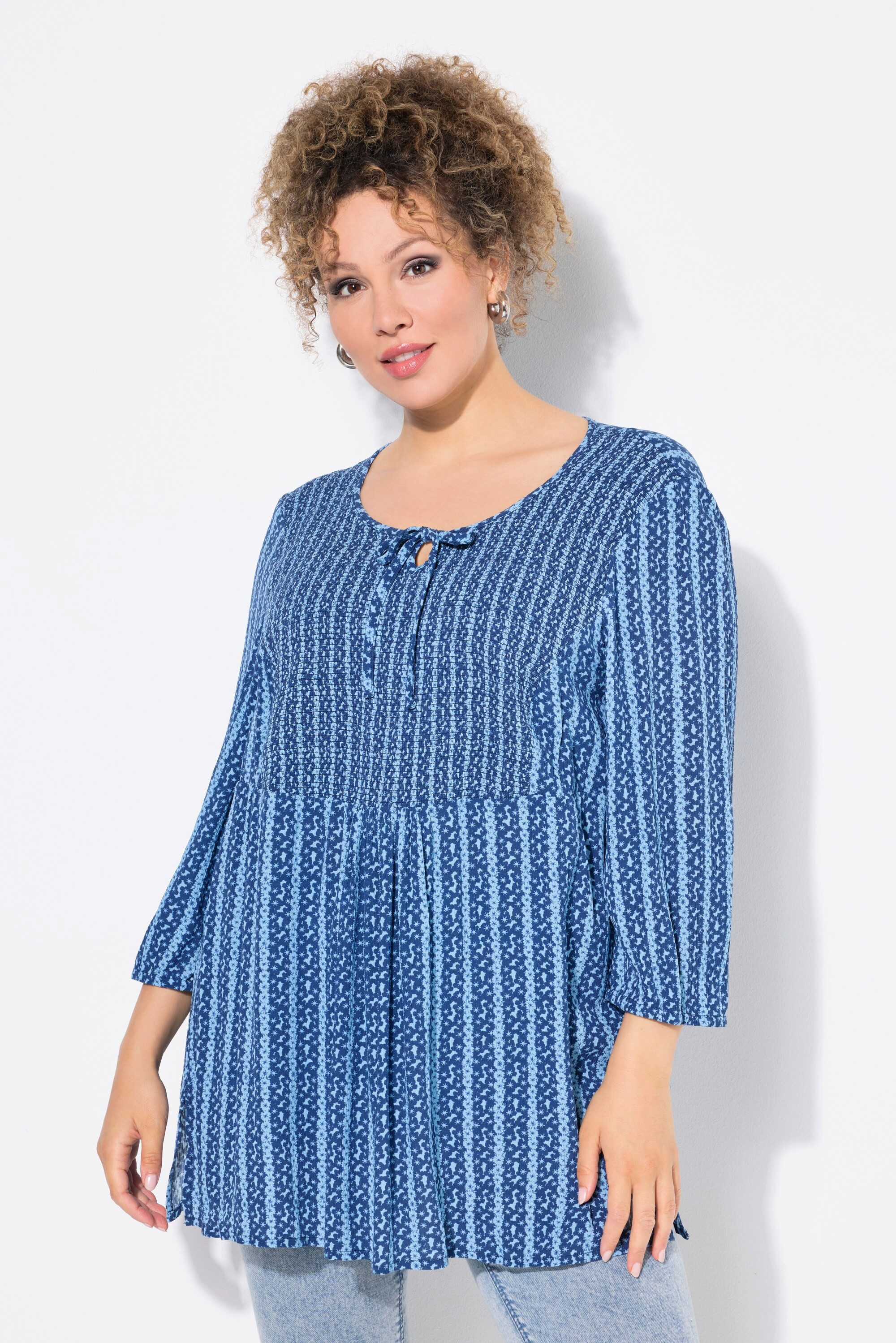 Ulla Popken Tunika Smok-Tunika Blüten A-Linie günstig online kaufen