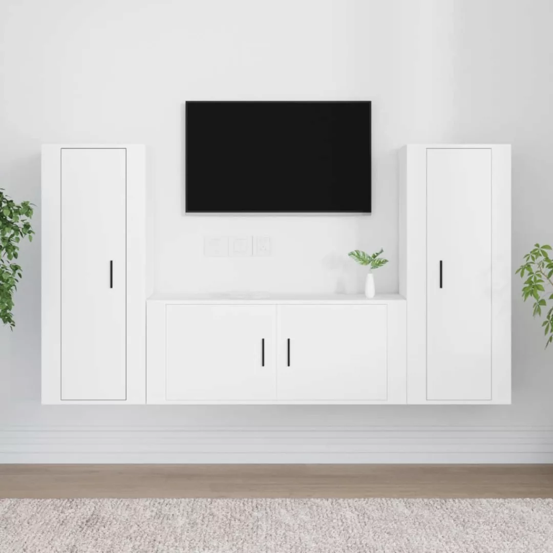 Vidaxl 3-tlg. Tv-schrank-set Weiß Holzwerkstoff günstig online kaufen