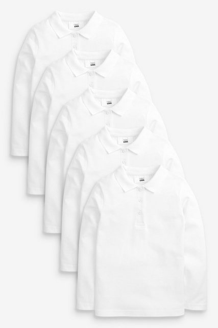 Next Langarm-Poloshirt Langärmelige Polo-Shirts Baumwolle, 5er-Pack (5-tlg) günstig online kaufen