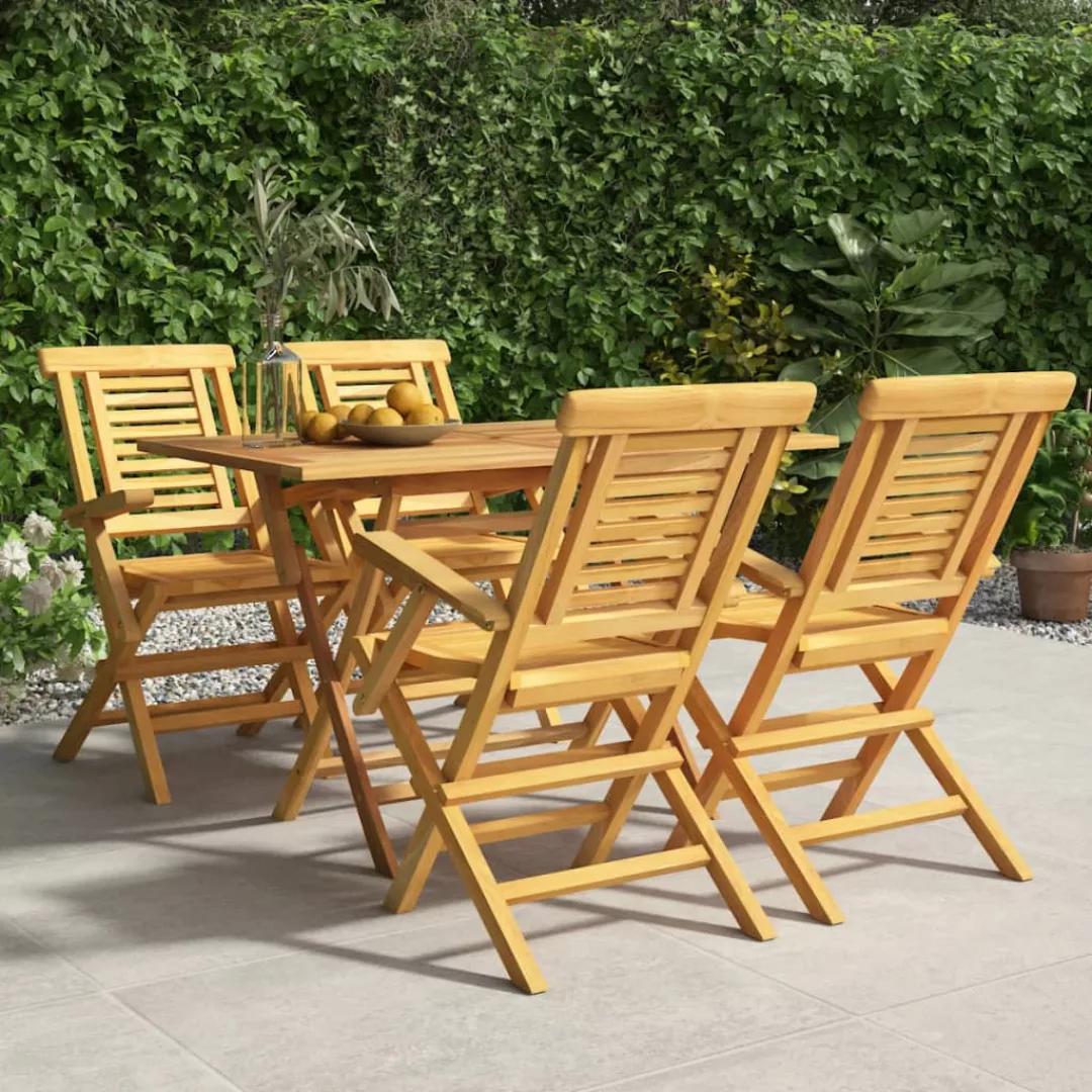 Vidaxl 5-tlg. Garten-essgruppe Massivholz Teak günstig online kaufen