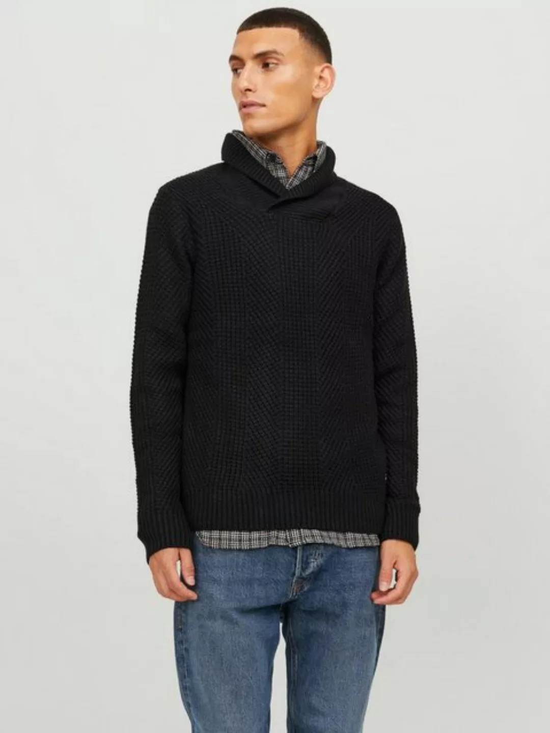 Jack & Jones Strickpullover JJSTANDFORD KNIT SHAWL NECK Grobstrick günstig online kaufen