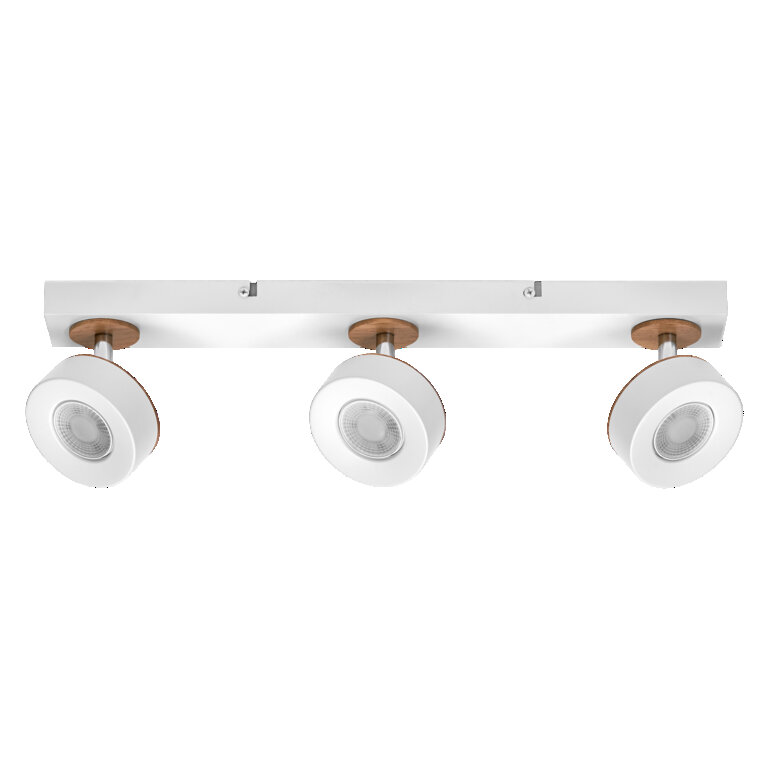 LEDVANCE LED-Deckenspot Pluto, Stahl, Holz, 3-fl., weiß günstig online kaufen