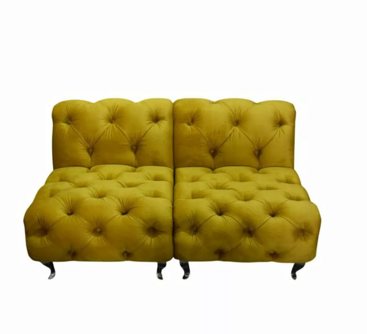 Xlmoebel 2-Sitzer Zweisitzer Chesterfield Sofa mit Stoff Gelb, 1 Teile, Her günstig online kaufen