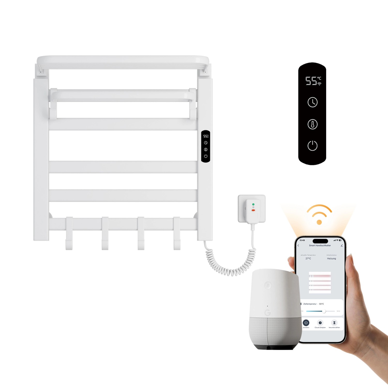 Emke Elektrischer Handtuchwärmer 135 W mit Intelligentes Thermostat WiFi un günstig online kaufen