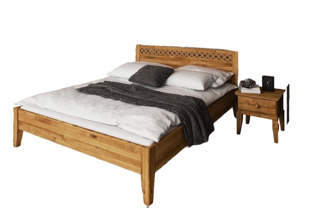 Natur24 Bett Bett Sydo 3 Sonderlänge 180x220 Wildeiche Holzkopfteil und Hol günstig online kaufen