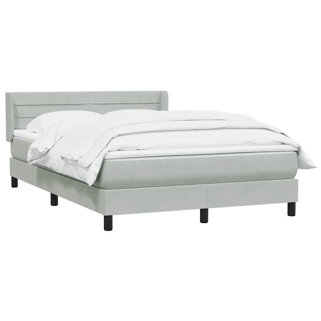 vidaXL Bett Boxspringbett mit Matratze Hellgrau 140x210 cm Samt günstig online kaufen