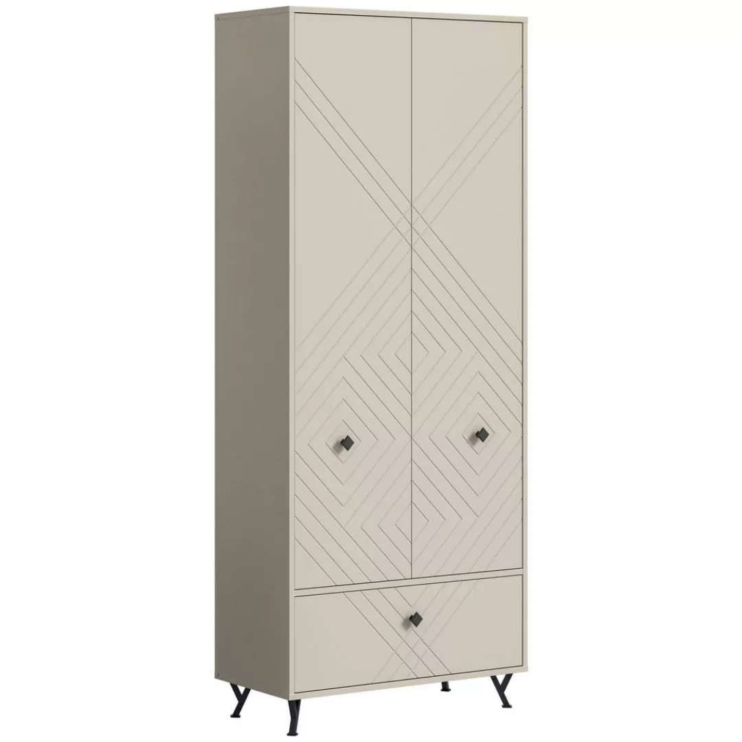 xonox.home Garderobenschrank in Sandbeige Matt - 80x190x35cm (BxHxT) günstig online kaufen