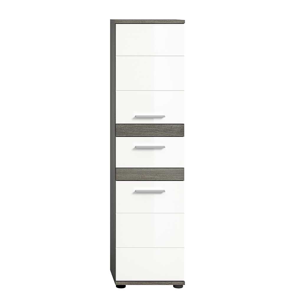 Badschrank Hochschrank in Weiß und Grau günstig online kaufen