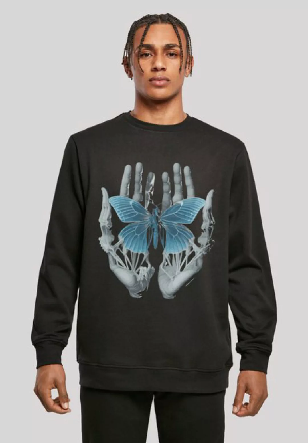 F4NT4STIC Kapuzenpullover "Skelett Hände Schmetterling", Print günstig online kaufen