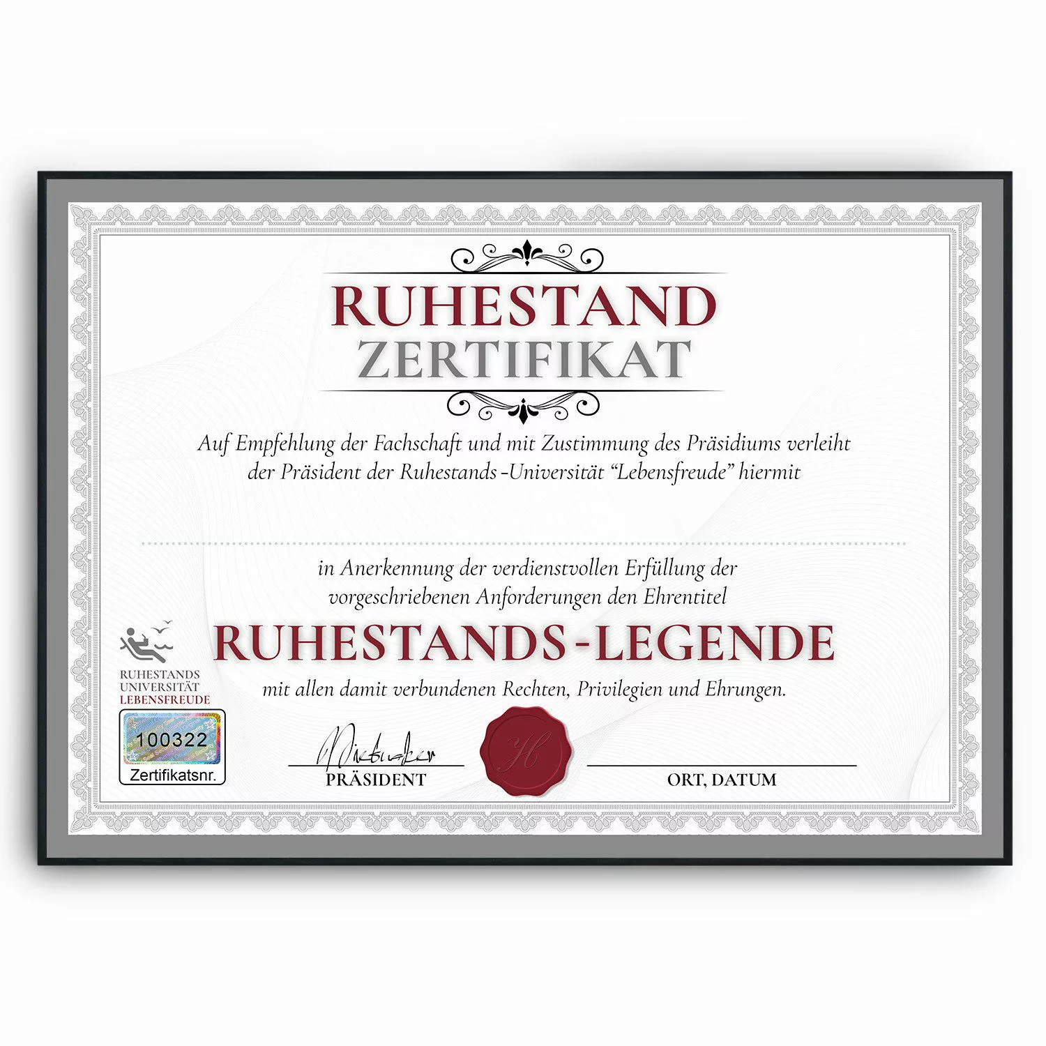 Tigerlino Poster Ruhestand Zertifikat Rente Abschiedsgeschenk günstig online kaufen