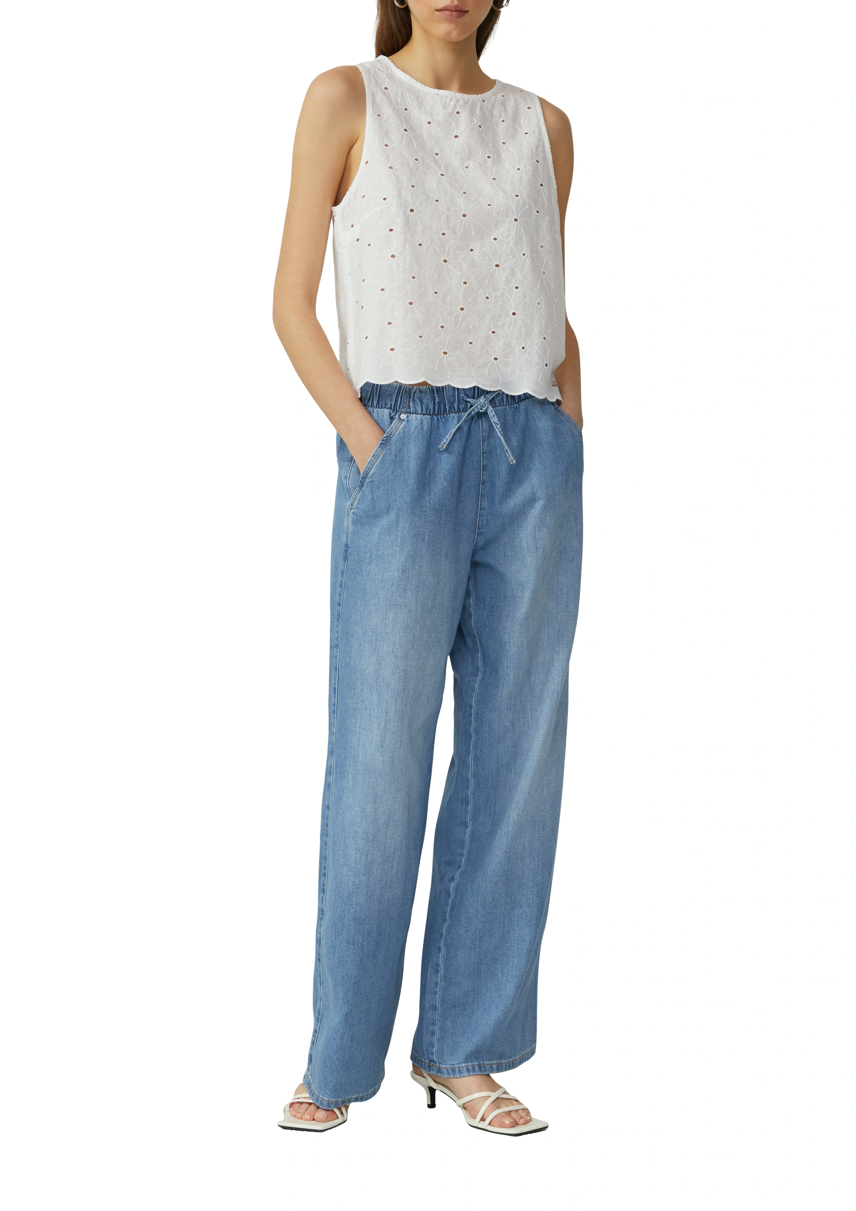 QS Weite Jeans, mit elastischem Bund und Kordelzug günstig online kaufen