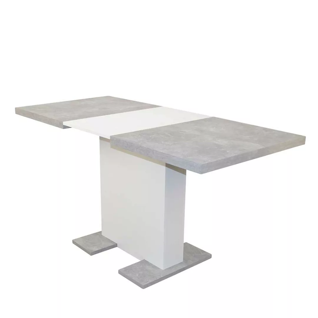 Esstischgruppe mit weißen Stühlen Tisch verlängerbar (fünfteilig) günstig online kaufen