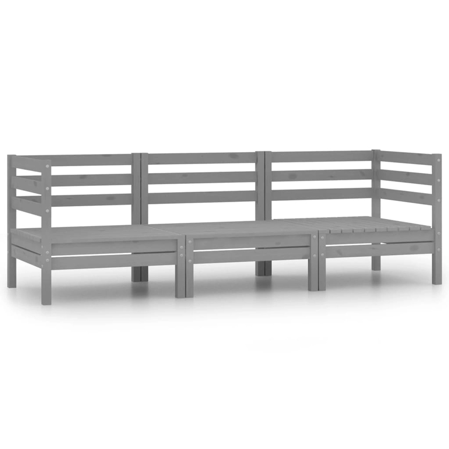 3-tlg. Garten-lounge-set Massivholz Kiefer Grau günstig online kaufen