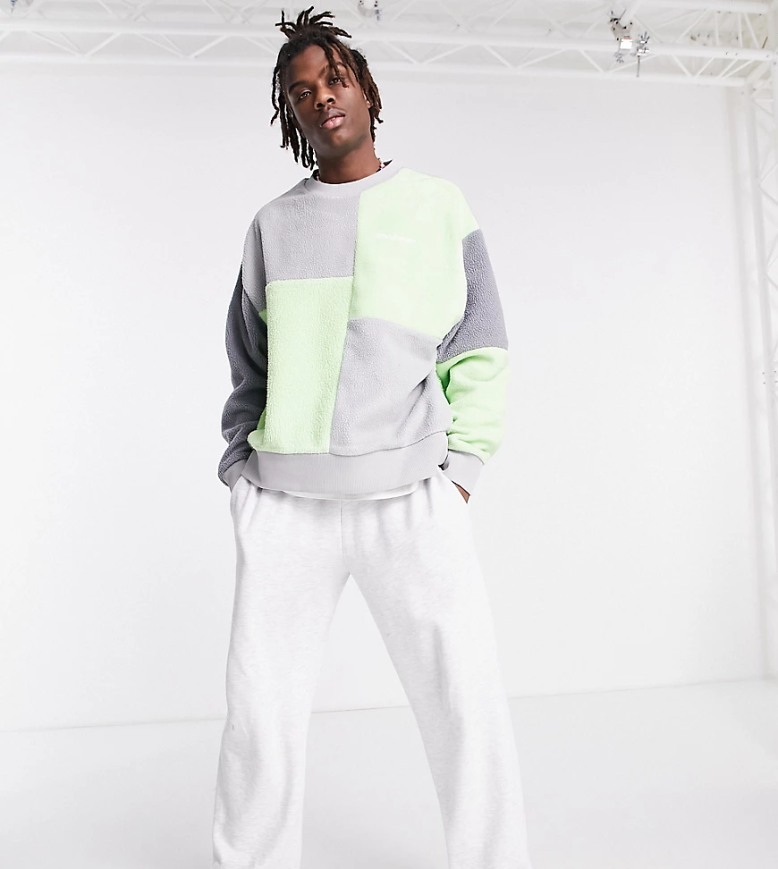 COLLUSION – Oversize-Sweatshirt mit Patchworkdesign in Grün und Grau günstig online kaufen