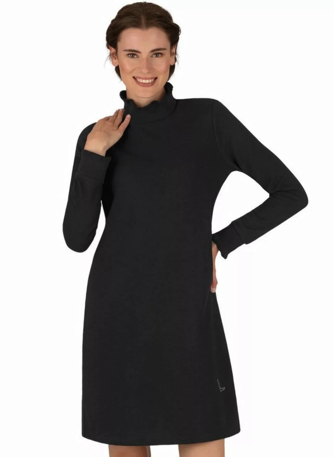 Trigema Jerseykleid TRIGEMA Stehkragen Kleid mit Rüschen (1-tlg) günstig online kaufen