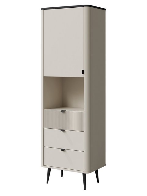 Compleo Hochschrank schmal 60 cm breit, Kaschmir, Kommode mit 3 Schubladen günstig online kaufen