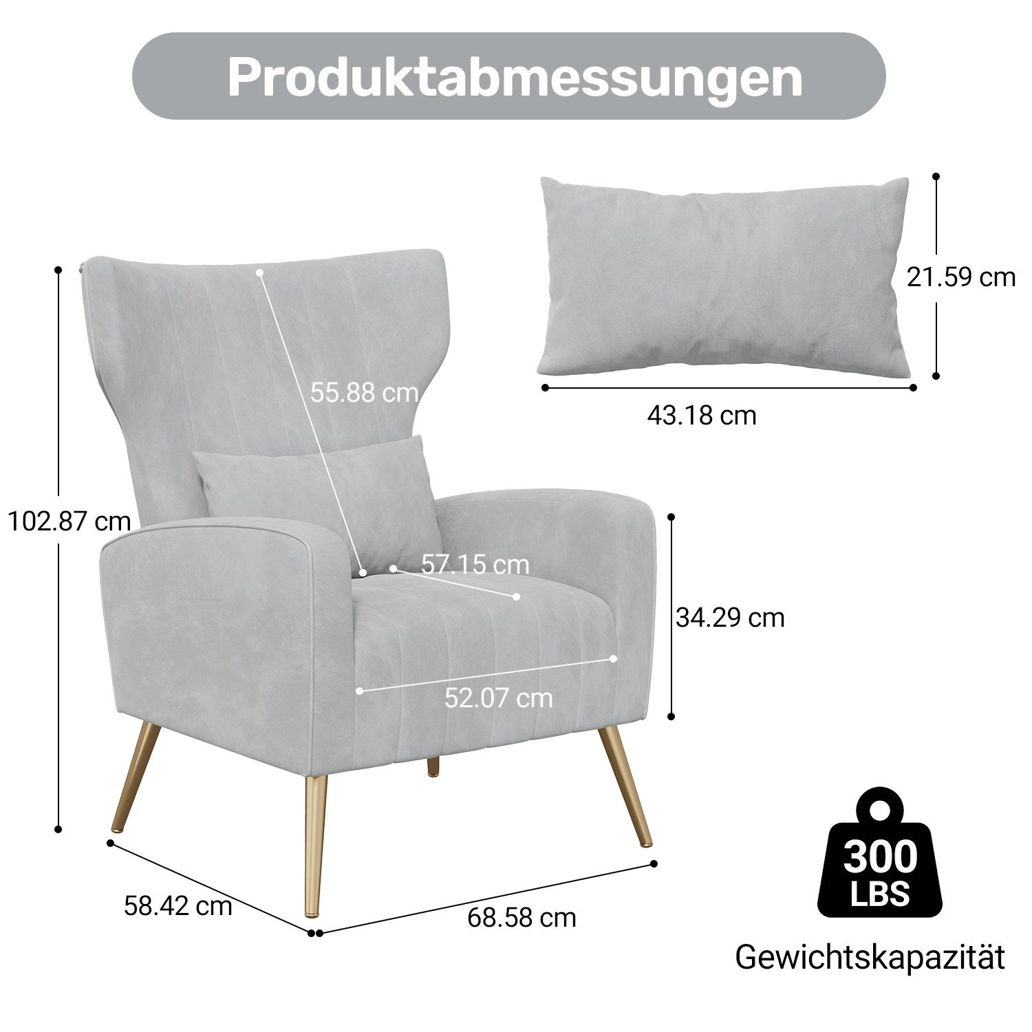 HawthyHome Ohrensessel mit Samtbezug Moderner Loungesessel– günstig online kaufen