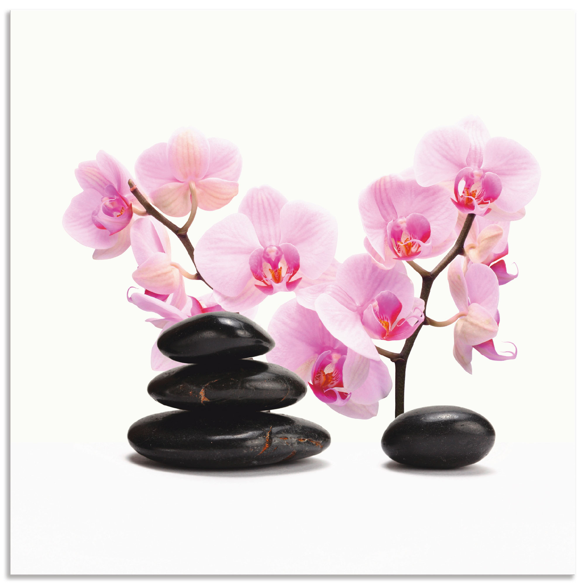 Artland Wandbild "Schwarze Steine und pink Orchidee", Zen, (1 St.), als Lei günstig online kaufen