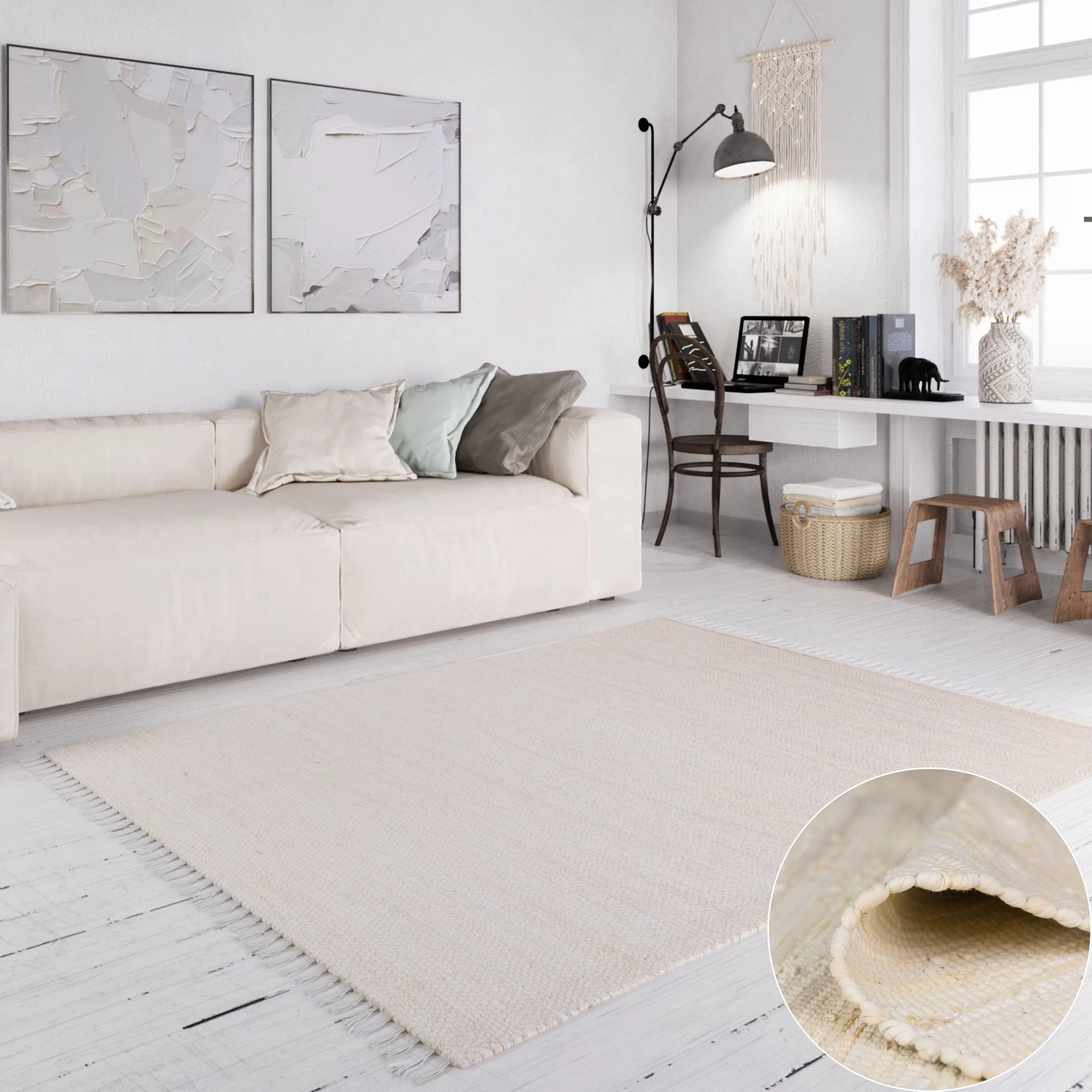 Home affaire Teppich »Wertingen«, rechteckig, Handweb Teppich, Uni Farben, günstig online kaufen