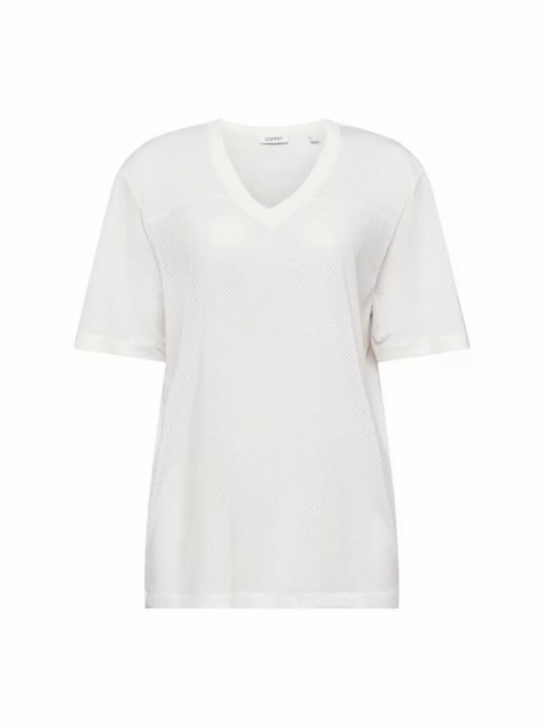 esprit sports T-Shirt T-Shirt mit V-Ausschnitt und Lochmuster (1-tlg) günstig online kaufen
