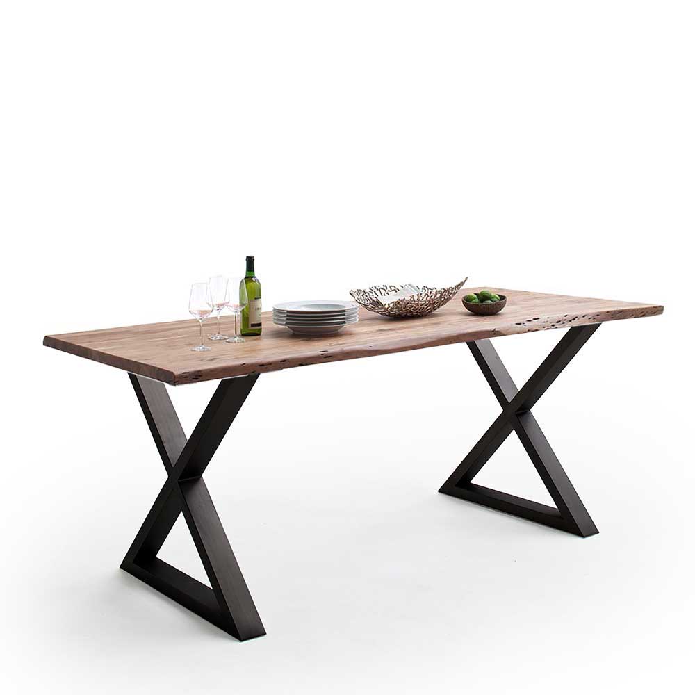 Holztisch Esstisch aus Akazie Massivholz und Metall günstig online kaufen