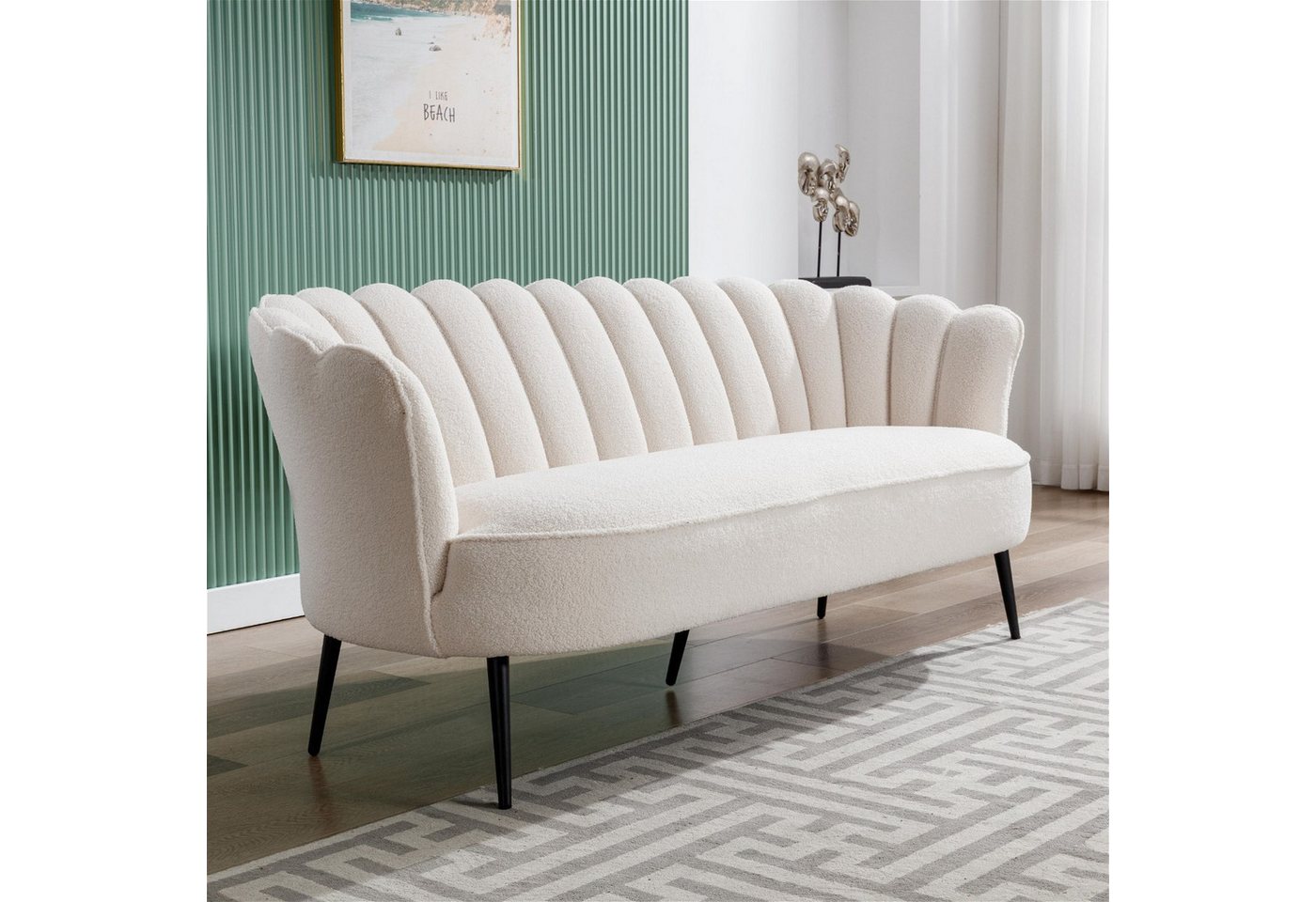 Maison ESTO Sofa ALICE 2 oder 3 Sitzer in weiss aus Teddystoff weiß beige günstig online kaufen