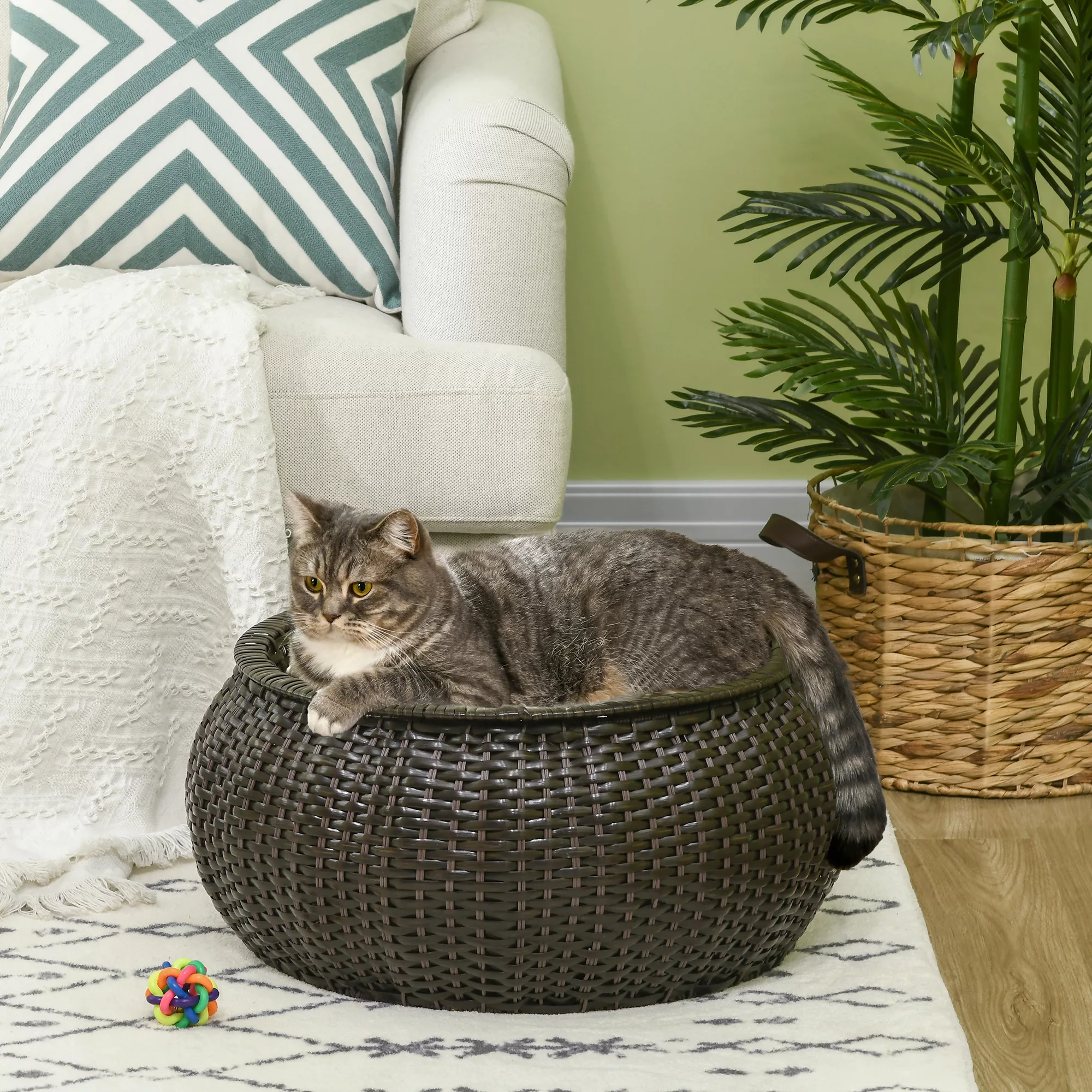 PawHut Katzenbett  Multifunktionales Katzenhaus mit Stauraum und Kissen, bi günstig online kaufen