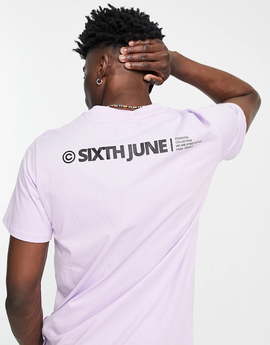 Sixth June – T-Shirt in Flieder mit Logoprint am Rücken, Kombiteil-Violett günstig online kaufen