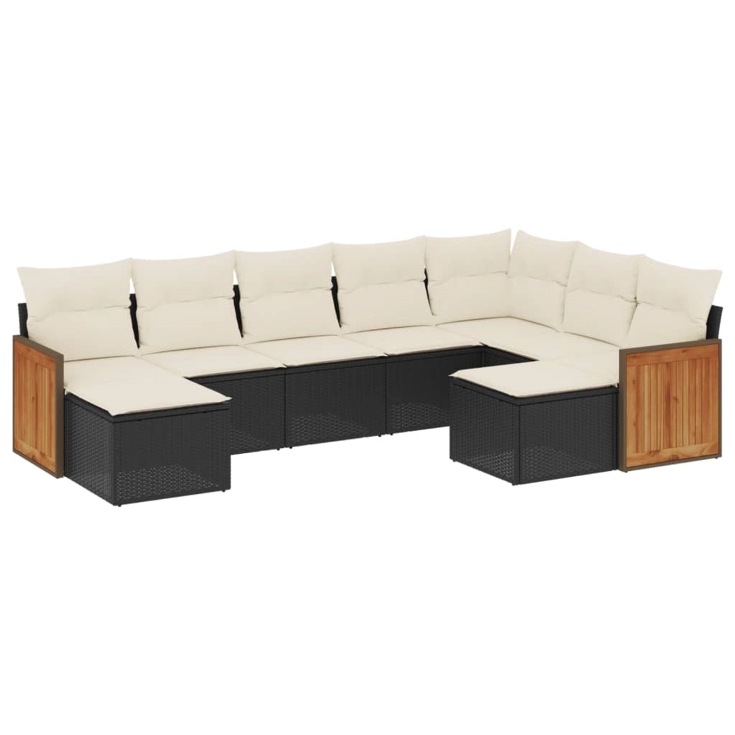 vidaXL 9-Tlg Garten-Sofagarnitur mit Kissen Schwarz Poly Rattan 3260621 günstig online kaufen
