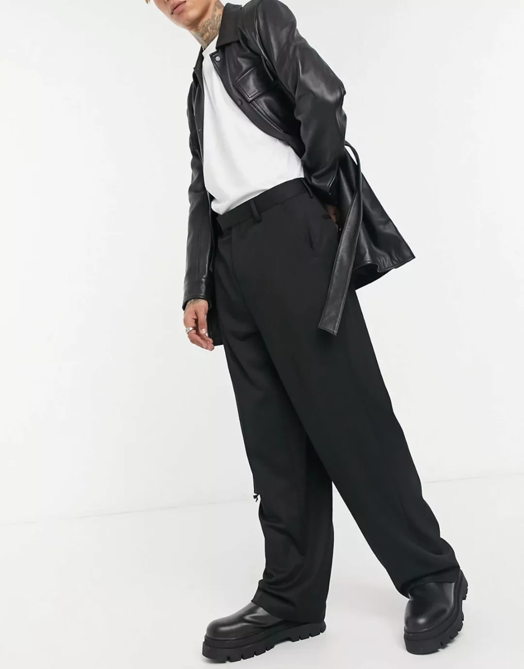 ASOS DESIGN – Schwarze, elegante Hose mit weitem Beinschnitt günstig online kaufen
