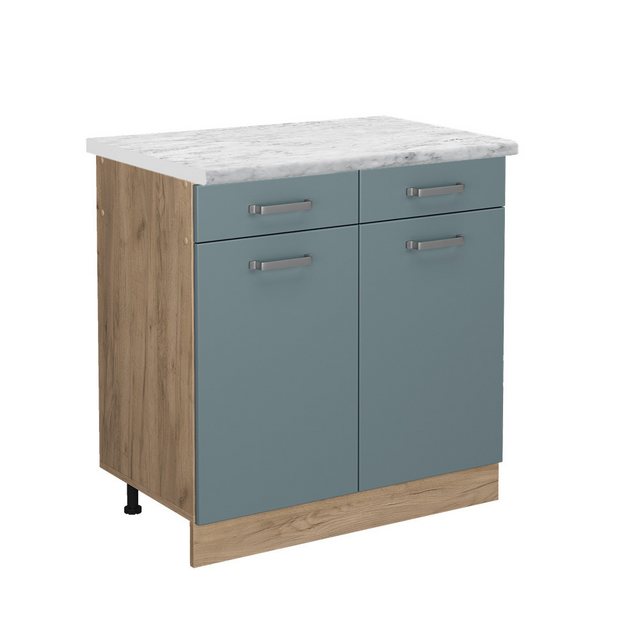 Vicco Unterschrank R-Line, Blau-Grau/Goldkraft Eiche, 80 cm AP Marmor günstig online kaufen